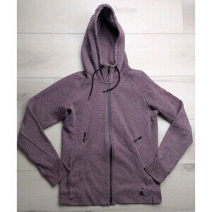 Nike Air Jordan Icon Full Zip Fleece Hoodie Bordeaux Red Mens M 809470-681